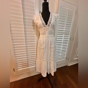 Altar'd State White Lace Long Sleeve Dress